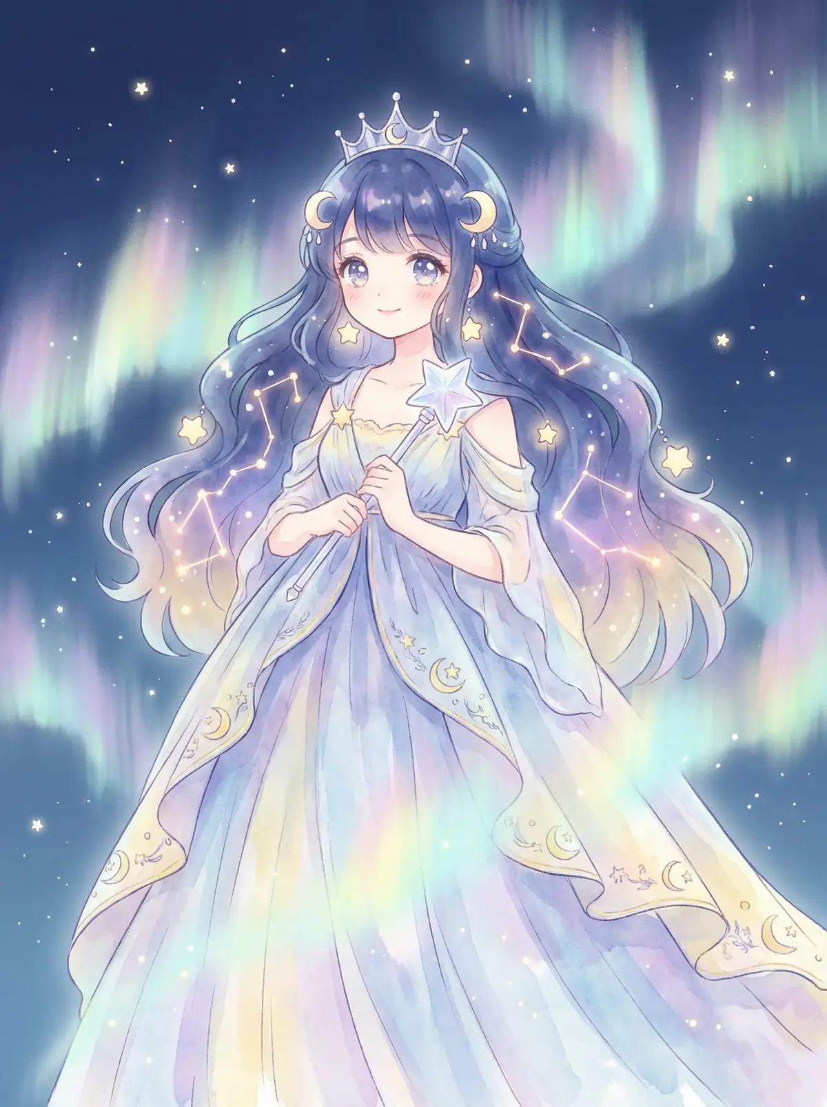张婉莹的暑假作业在哪看 - 星辰公主希尔角色设定图，手持星光权杖